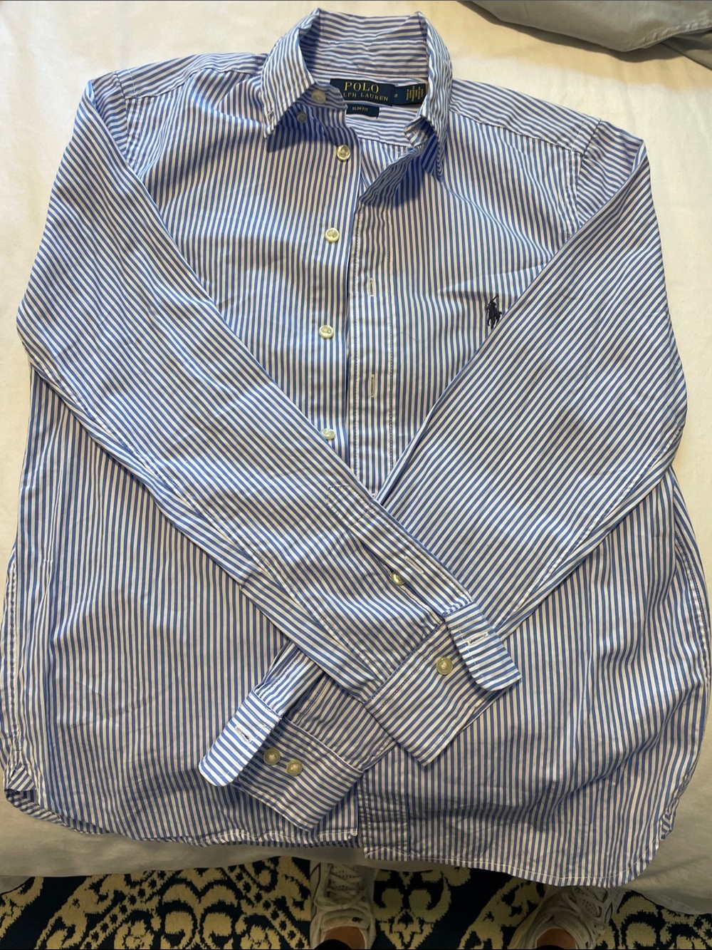 Polo by Ralph Lauren Blue & White Narrow Stripe Button-Down Shirt